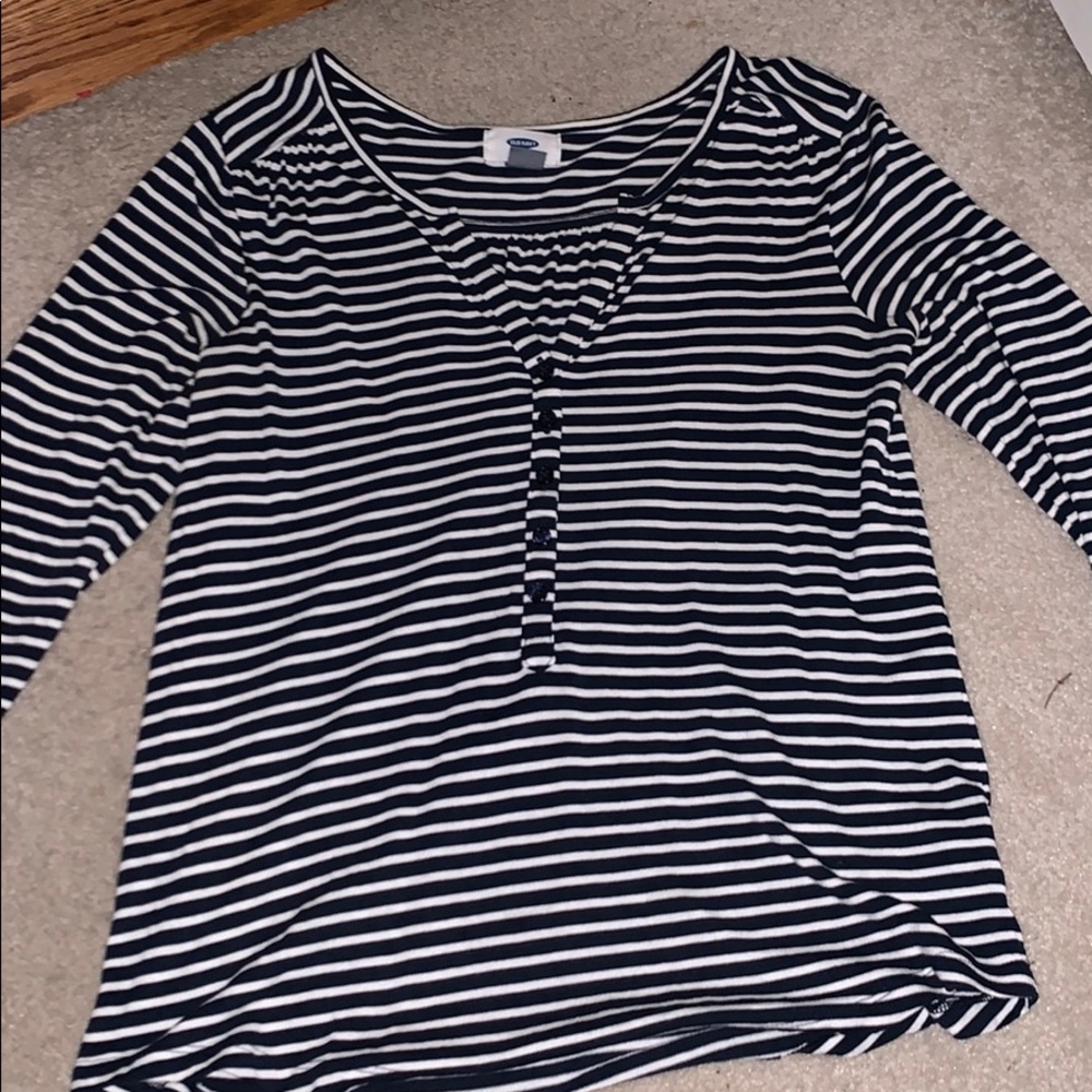 Old Navy white and navy striped shirt